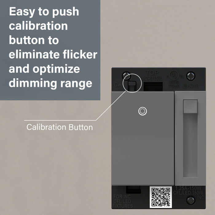 Pass and Seymour Adorne Paddle LED Dimmer 150W Single Pole 3-Way Magnesium (ADPD153LM2)