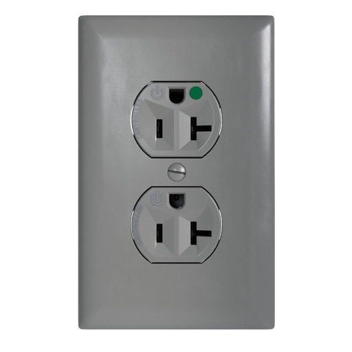 Pass and Seymour Tamper-Resistant Compact Dual Controlled Duplex Receptacle 20A 125V Hospital-Grade Gray (TR8300HCDGRY)