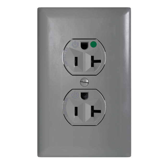 Pass and Seymour Tamper-Resistant Compact Dual Controlled Duplex Receptacle 20A 125V Hospital-Grade Gray (TR8300HCDGRY)
