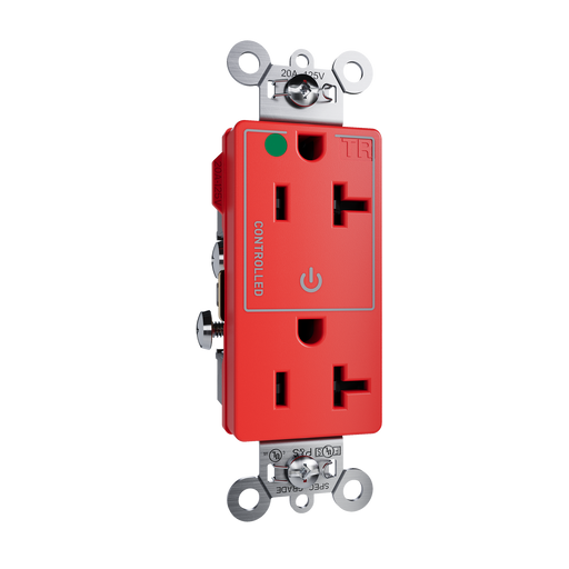 Pass and Seymour Tamper-Resistant Decorator Duplex Receptacle Half Controlled 20A 125V Hospital-Grade Red (TR26362HGCHRED)