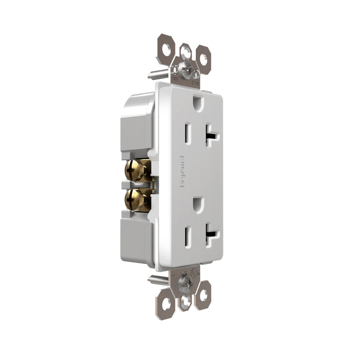 Pass and Seymour Radiant Tamper-Resistant Decorator Receptacle 20A 125V Self-Grounding White (885TR20SW)