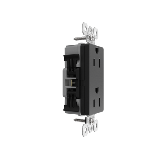 Pass and Seymour Powerhold Decorator Receptacle 15A/125V Black (TR26242DVSBK)