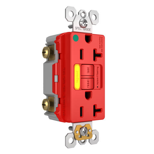 Pass and Seymour GFCI Power-Indicating Hospital-Grade Tamper-Resistant Receptacle 20A Red Amber LED (2097HGTRPIAMBRED)