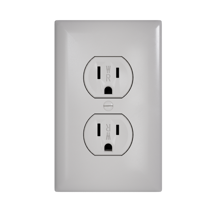 Pass and Seymour Trademaster 15A 125V Duplex Receptacle Tamper-Resistant External Pressure Plated Weather-Resistant Gray (3232TREXWRGRY)