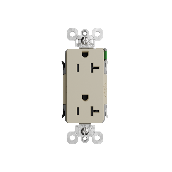 Pass and Seymour Powerhold Decorator Receptacle 20A/125V Ivory (TR26342DVSI)