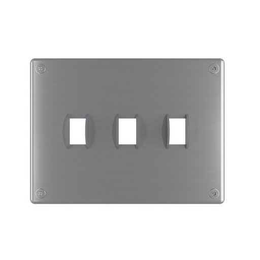 Pass and Seymour Mighty Mac WPP Series Security Wall Plate Switch/Toggle 3-Gang 14-Gauge Stainless Steel Brushed Stainless Steel Allen Head Fasteners (WPP63S2PS)