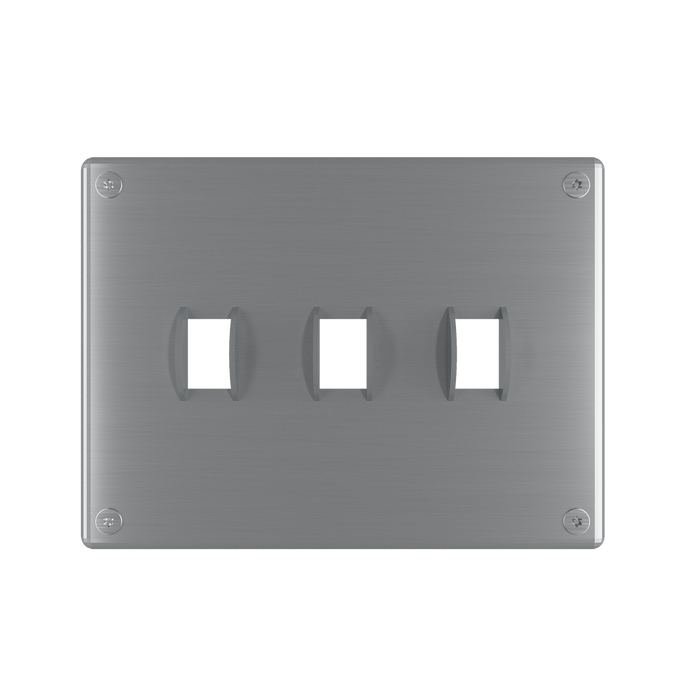 Pass and Seymour Mighty Mac WPP Series Security Wall Plate Switch/Toggle 3-Gang 14-Gauge Stainless Steel Brushed Stainless Steel Allen Head Fasteners (WPP63S2PS)