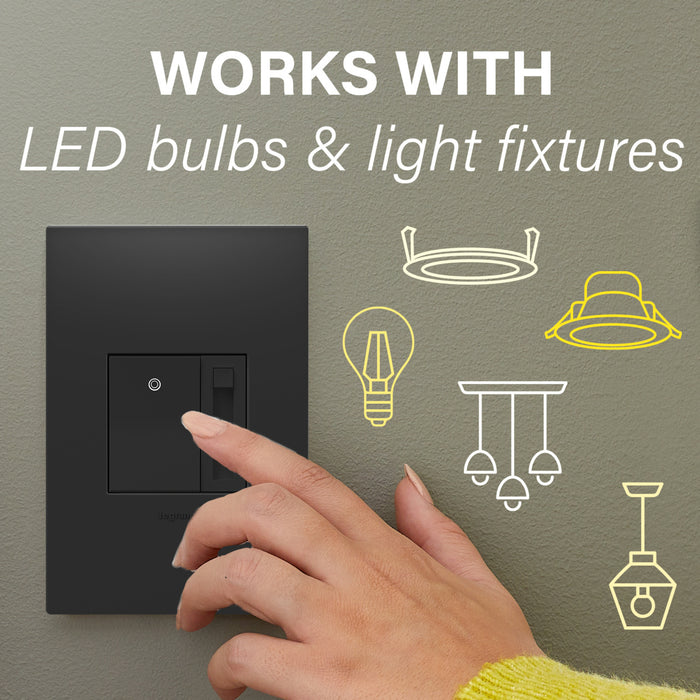 Pass and Seymour Adorne Paddle LED Dimmer 150W Single Pole 3-Way Graphite (ADPD153LG2)