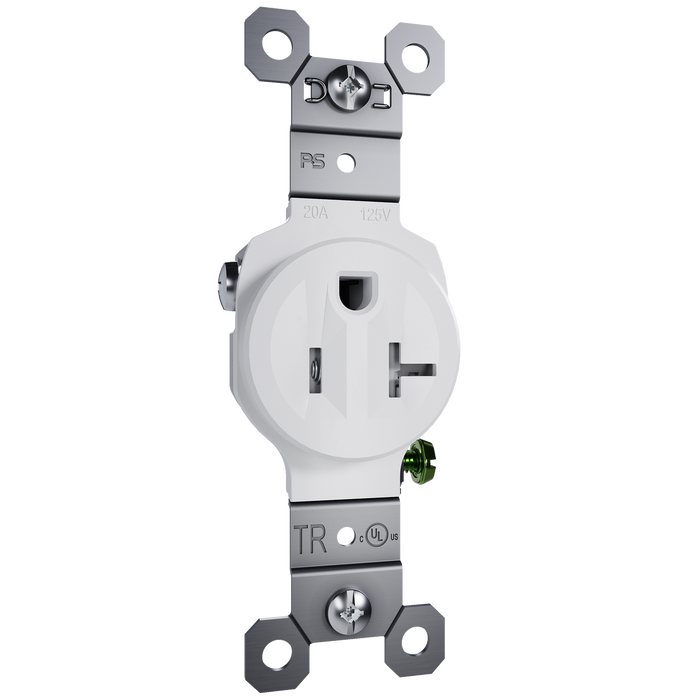 Pass and Seymour Trademaster Residential 20A Single Receptacle White (TR53201W)