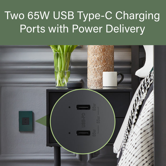 Pass and Seymour Adorne 65W USB Outlet Module Type C Graphite (ARUSB65PDG4)