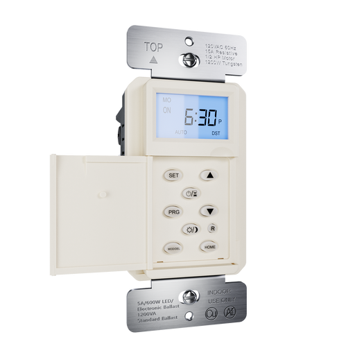 Pass and Seymour Programmable 24-Hour Astronomic Timer Switch 120V 600W 1/2 HP Light Almond (RTPA24LA)