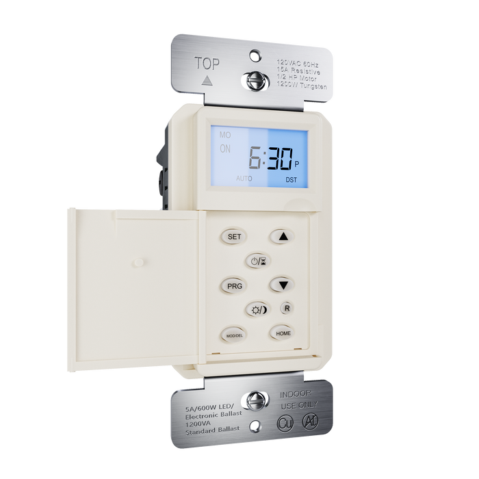 Pass and Seymour Programmable 24-Hour Astronomic Timer Switch 120V 600W 1/2 HP Light Almond (RTPA24LA)