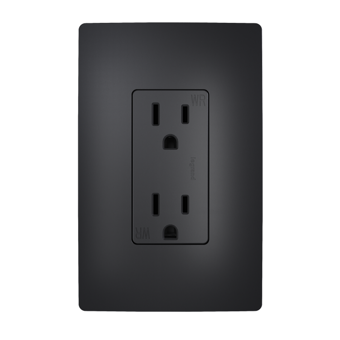 Pass and Seymour Radiant 15A 125V External Pressure Plated Outlet Tamper-Resistant Weather-Resistant Black (885TREXWRBK)