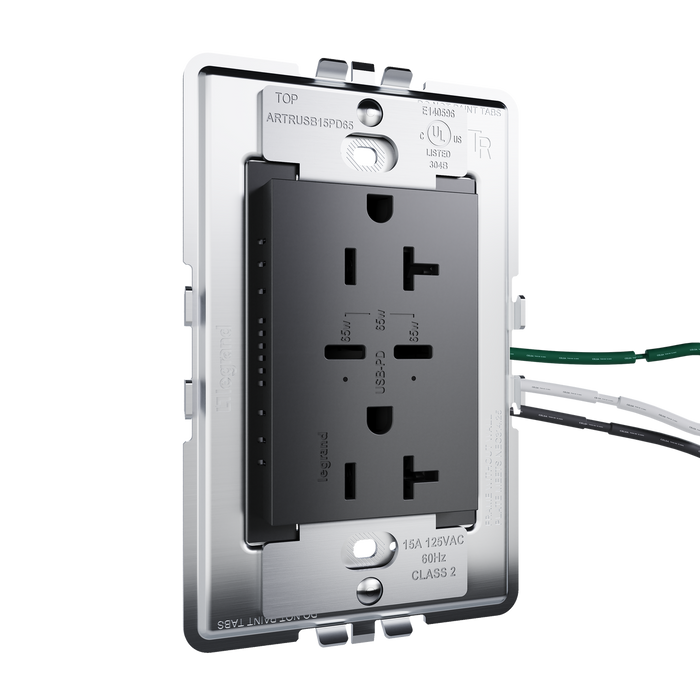 Pass and Seymour Adorne 65W USB Outlet Plus-Size Type C 20A Tamper-Resistant Graphite (ARTRUSB20PD65G4)