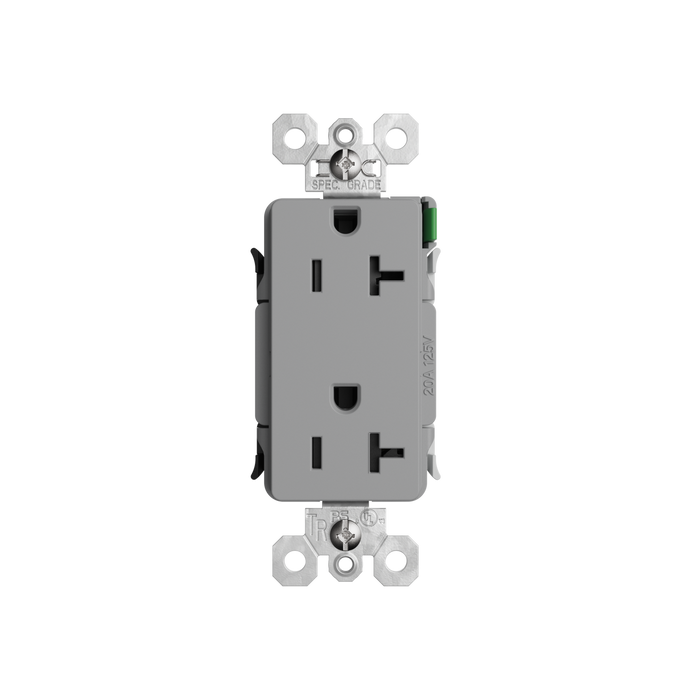 Pass and Seymour Powerhold Decorator Receptacle 20A/125V Gray (TR26342DVSGRY)