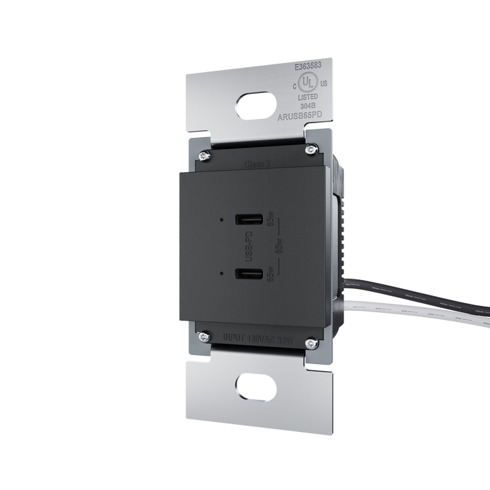 Pass and Seymour Adorne 65W USB Outlet Module Type C Graphite (ARUSB65PDG4)