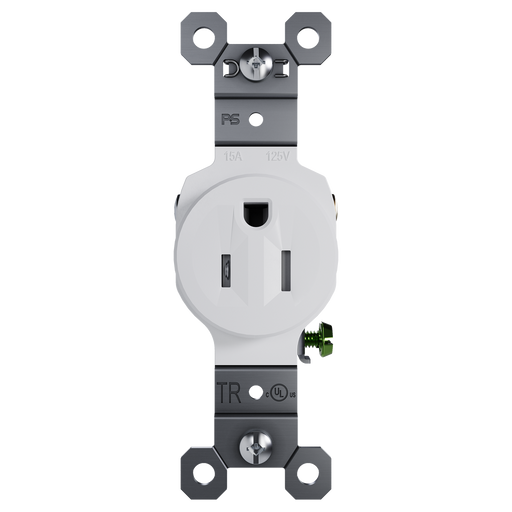 Pass and Seymour Trademaster Residential 15A Single Receptacle White (TR52151W)