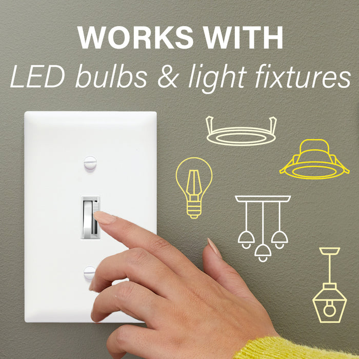 Pass and Seymour Trademaster Toggle Slide LED Dimmer 150W Single Pole 3-Way Light Almond (TSDL153PLA)