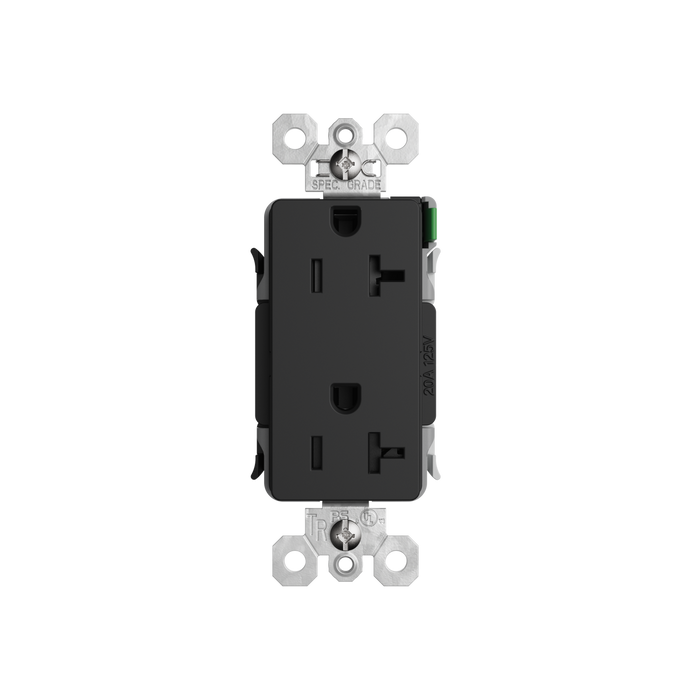Pass and Seymour Powerhold Decorator Receptacle 20A/125V Black (TR26342DVSBK)