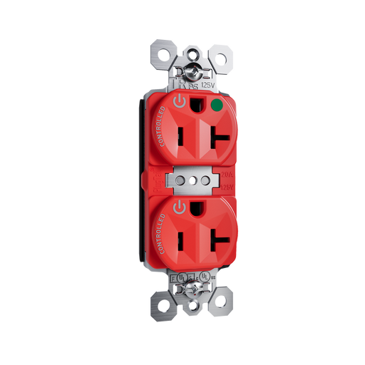 Pass and Seymour Plugtail Tamper-Resistant Dual Controlled Duplex Receptacle 20A 125V Hospital-Grade Red (PTTR8300CDRED)