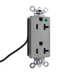 Pass and Seymour Plugtail Tamper-Resistant Decorator Half Controlled 20A 125V Hospital-Grade Receptacle Gray (PTTR26362HGCHGRY)