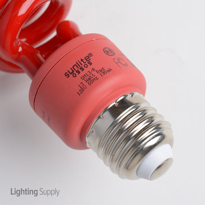 Standard 13W Spiral Compact Fluorescent 120V Medium E26 Base Red Bulb (SM13/RED)