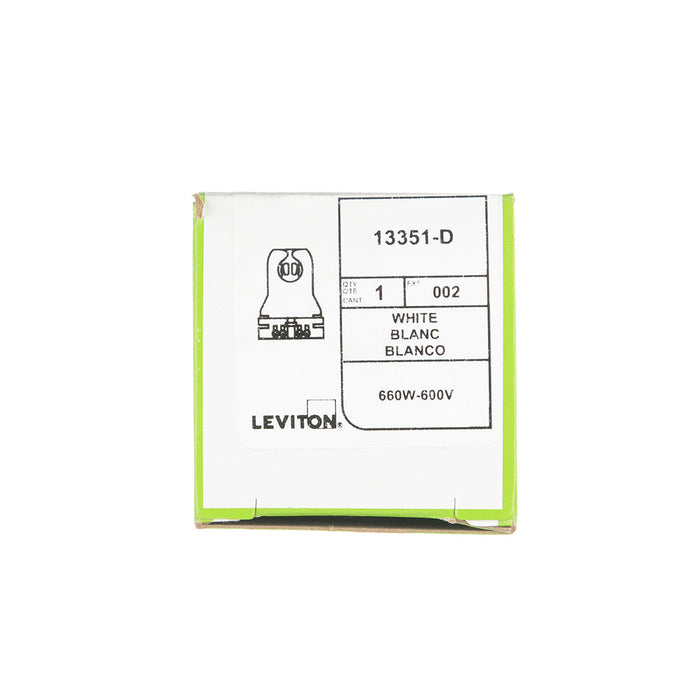 Leviton Medium G13 Base Bi-Pin Standard Fluorescent Lamp Holder Low Profile Slide-On Turn-Type Disconnect Quick-Connect 18 AWG White (13351-D)