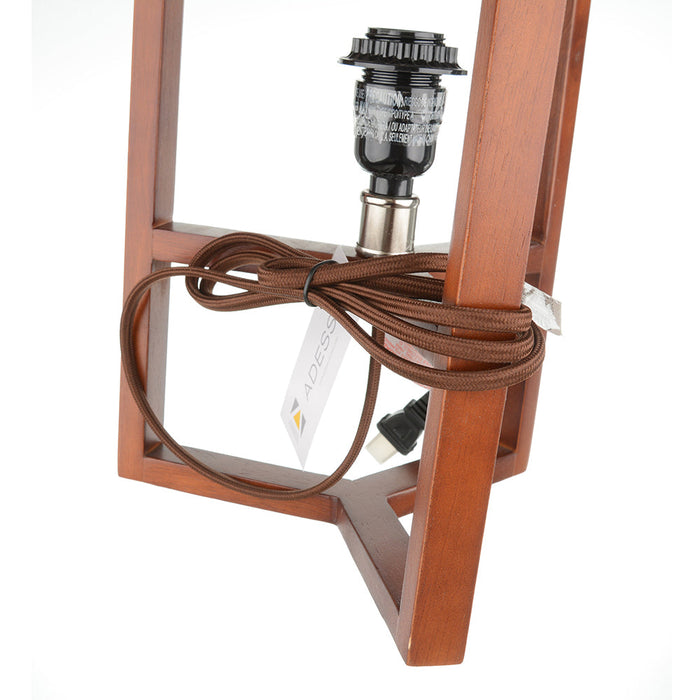 Adesso Walnut Birch Wood Quinn Table Lantern-Natural Fiber Linen Tall Drum Shade-60 Inch Brown Fabric Cover Cord-Pull Chain Switch (1502-15)