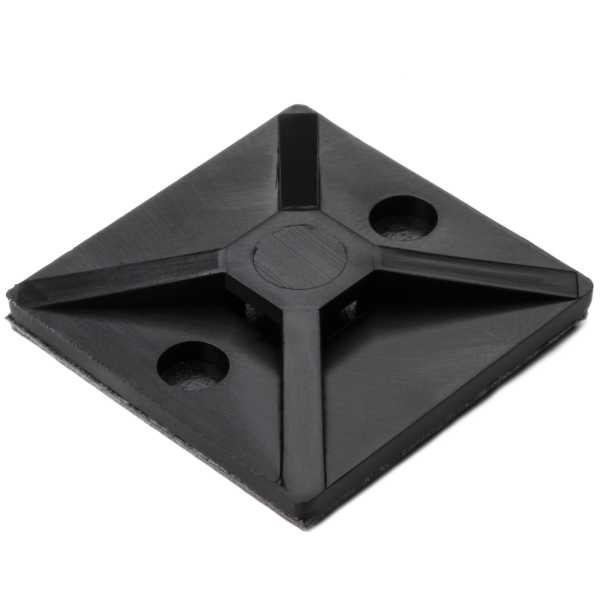 HellermannTyton Adhesive Cable Tie Mount 1.12 Inch X 1.12 Inch .18 Inch Maximum Tie Width .18 Inch Hole Diameter PA66 UV Black 500 Per Package (151-00646)