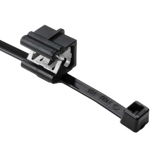 HellermannTyton 2-Piece Cable Tie And Edge Clip 8.0 Inch Long EC24 3-6mm Panel 50 Pound PA66UV/PA66HIRHSUV Black 500 Per Package (156-00557)