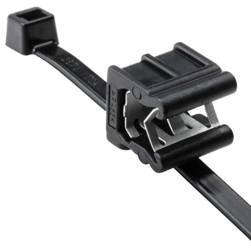HellermannTyton 2-Piece Cable Tie And Edge Clip 8.0 Inch Long EC23 3-6mm Panel 50 Pound PA66UV/PA66HIRHSUV Black 100 Per Package (156-00592)