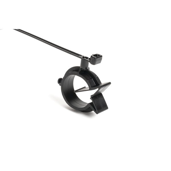 HellermannTyton 1-Piece Cable Tie With Pipe Clip 8.0 Inch Long 25-31Mm 50 Pound Tensile Strength PA66HIRHSUV Black 250 Per Package (156-02527)