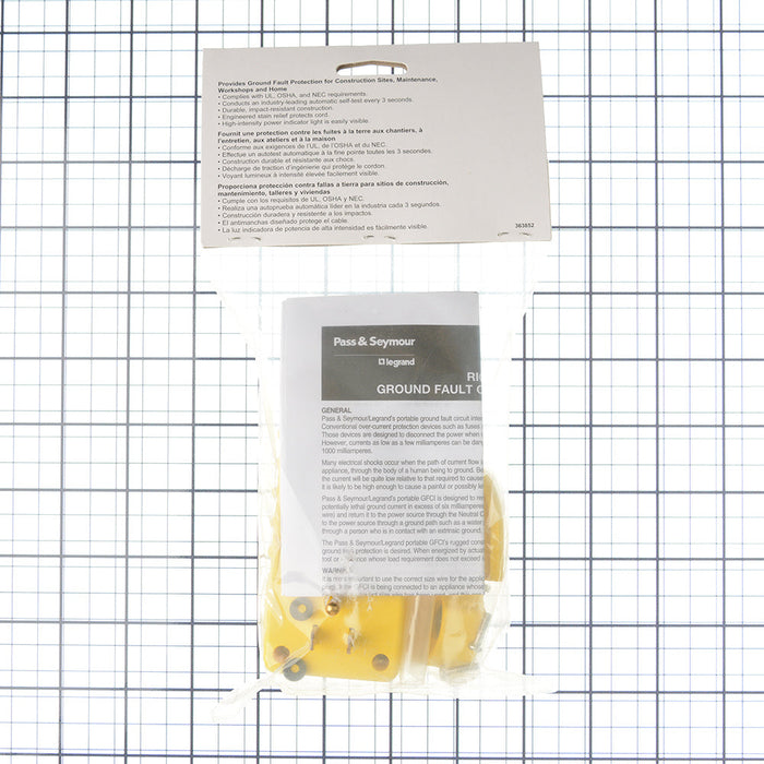 Pass and Seymour 15A Portable GFCI Right Angle Plug Manual Reset Self-Test  (1597CMM)