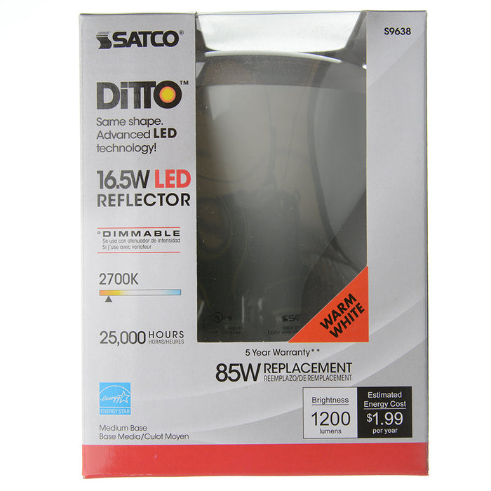 SATCO/NUVO Ditto 16.5BR40/LED/2700K/1200L/120V 16.5W LED BR40 2700K 103 Degree Beam Spread Medium Base 120V Dimmable (S9638)