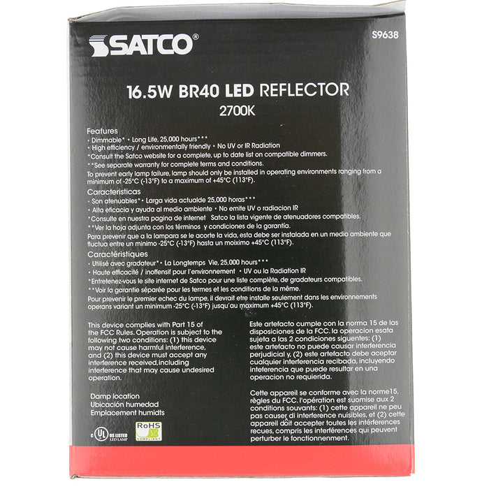 SATCO/NUVO Ditto 16.5BR40/LED/2700K/1200L/120V 16.5W LED BR40 2700K 103 Degree Beam Spread Medium Base 120V Dimmable (S9638)