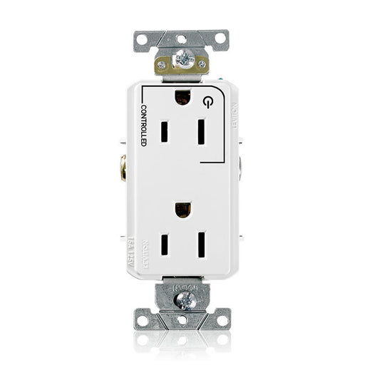 Leviton Decora Plus Duplex Receptacle Outlet Heavy-Duty Industrial Spec Grade Split-Circuit One Outlet Marked Controlled 15 Amp 125V White (16252-1PW)