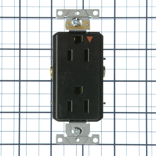 Leviton Decora Plus Isolated Ground Duplex Receptacle Outlet Heavy-Duty Industrial Spec Grade Smooth Face 15 Amp 125V Black (16262-EIG)