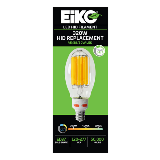 EIKO HIDF-PS45-8FCCT-U-EX39 LED HID Replacement Filament ED37 Lamp EX39 Base PowerSET/ColorSET 45W/38W/30W 3000K/4000K/5000K 80 CRI 120-277V Non-Dimmable (16331)