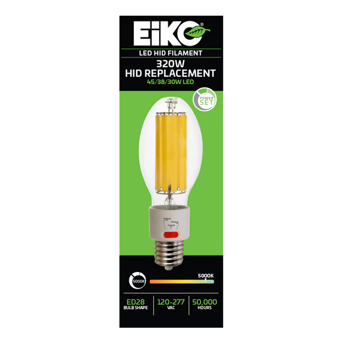 EIKO HIDF-PS45-850-U-EX39 LED HID Replacement Filament ED28 Lamp EX39 Base PowerSET 45W/38W/30W 5000K 80 CRI 120-277V Non-Dimmable (16332)