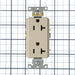 Leviton Decora Plus Duplex Receptacle Outlet Heavy-Duty Industrial Spec Grade Smooth Face 20 Amp 125V Side Wire NEMA Light Almond (16342-T)