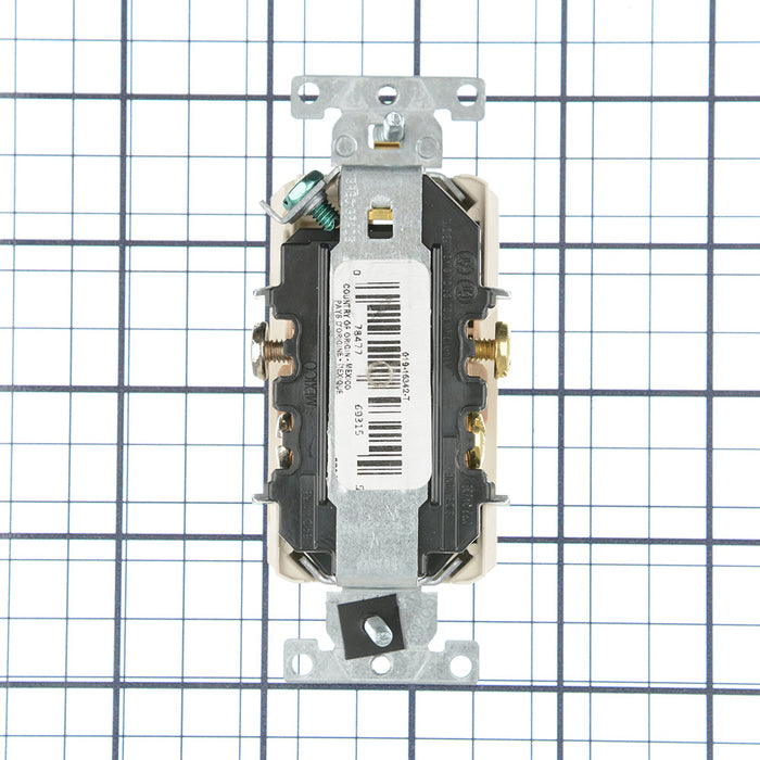 Leviton Decora Plus Duplex Receptacle Outlet Heavy-Duty Industrial Spec Grade Smooth Face 20 Amp 125V Side Wire NEMA Light Almond (16342-T)