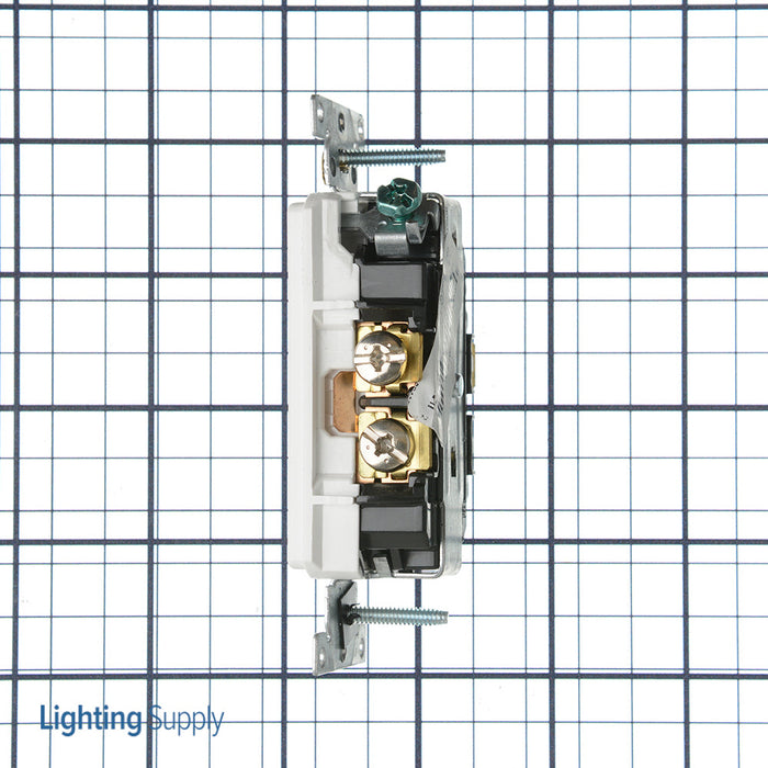 Leviton Decora Plus Duplex Receptacle Outlet Heavy-Duty Industrial Spec Grade Smooth Face 20 Amp 125V Back Or Side Wire White (16352-W)