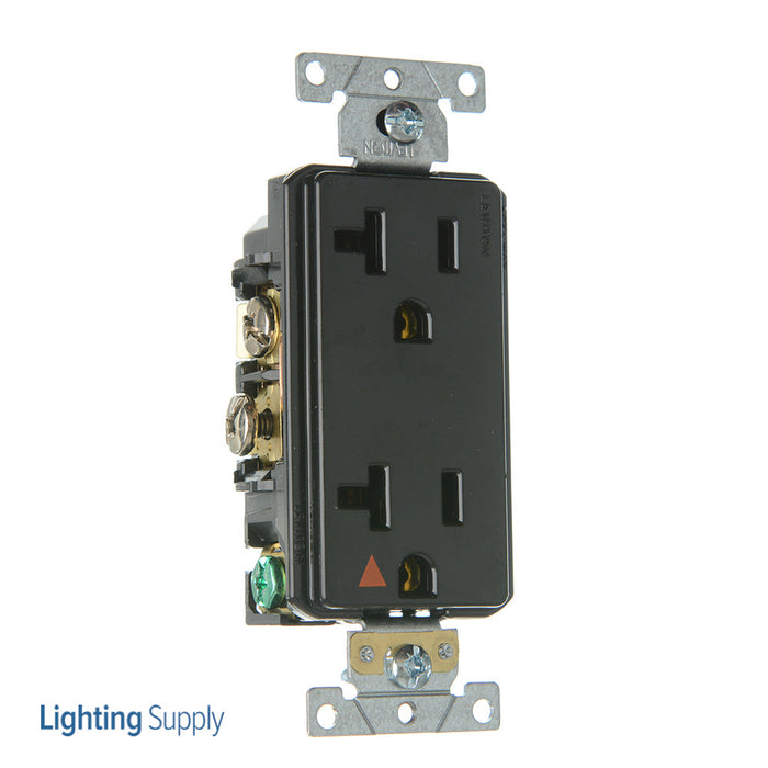 Leviton Decora Plus Isolated Ground Duplex Receptacle Outlet Heavy-Duty Industrial Spec Grade Smooth Face 20 Amp 125V Black (16362-EIG)