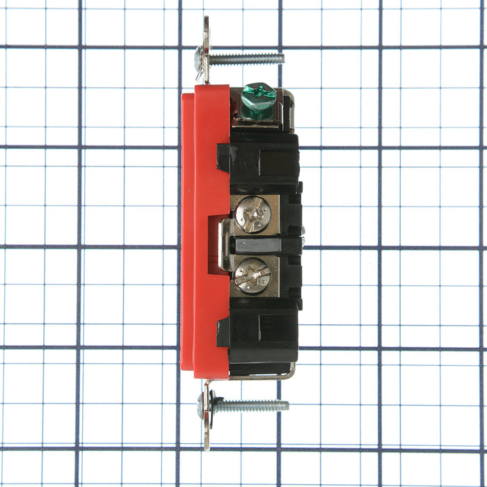 Leviton Decora Plus Duplex Receptacle Outlet Extra Heavy-Duty Hospital Grade Smooth Face 20 Amp 125V Back Or Side Wire NEMA 5-20R Red (16362-HGR)