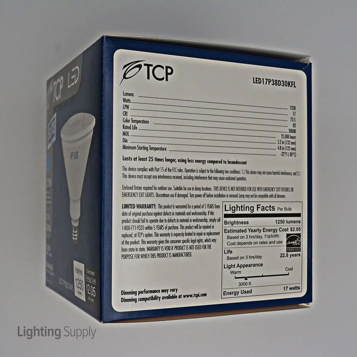 TCP LED 17W P38 Dimmable 3000K Flood (LED17P38D30KFL)