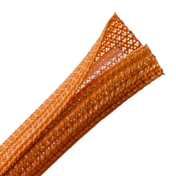HellermannTyton Braided Sleeving Split Wrap .25 Inch Diameter Polyester Orange 200 Foot Per Bulk Reel (170-03082)