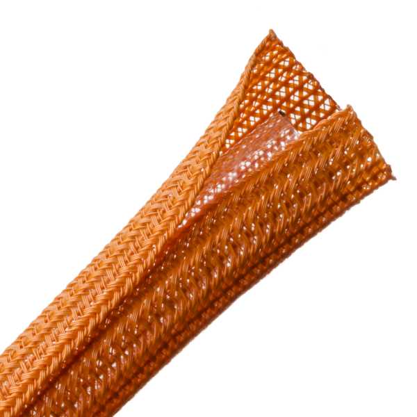 HellermannTyton Braided Sleeving Split Wrap .5 Inch Diameter Polyester Orange 150 Foot Per Bulk Reel (170-03083)