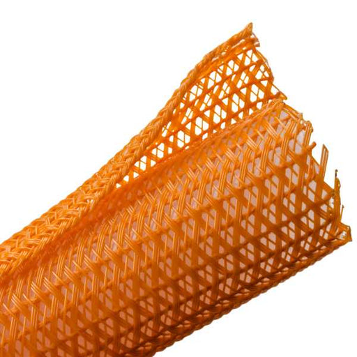 HellermannTyton Braided Sleeving Split Wrap 1 Inch Diameter Polyester Orange 100 Foot Per Bulk Reel (170-03085)