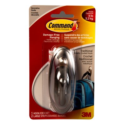 3M - 80644 Command Traditional Hook 17053Bn Large Brushed Nickel (7010383990)