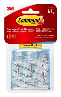 3M - 40952 Command Clear Medium Wire Toggle Hook Value Pack 17065Clr-6Es (7100067622)